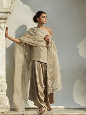 Bridal Couture - Off Shoulder W/ Loose Pant & Dupatta