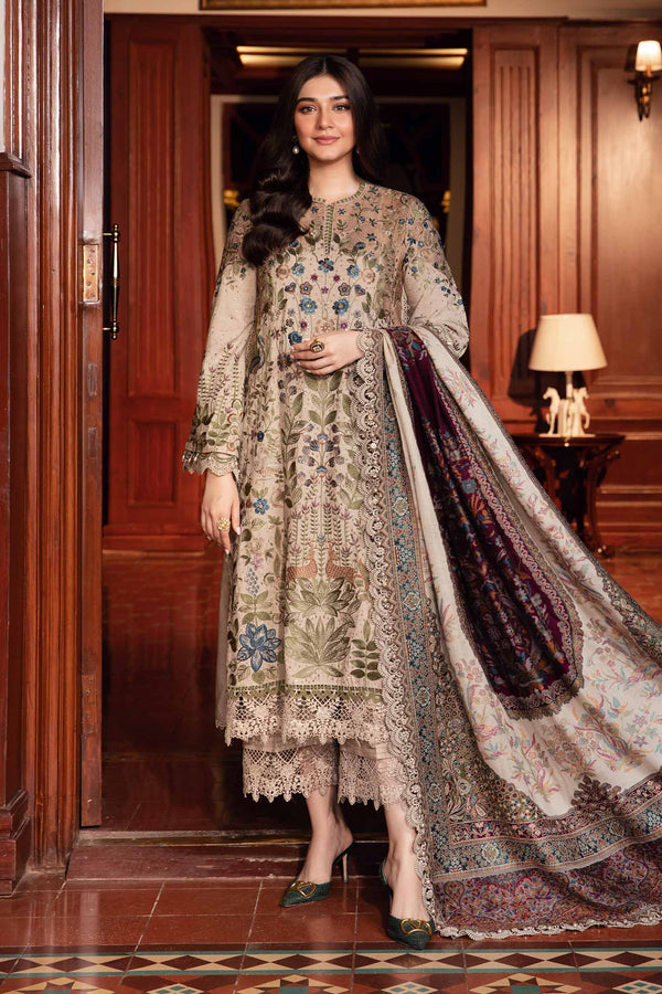 Winter Luxe'24 - 3 Piece Unstitched Embroidered Linen Suit | DL-1211