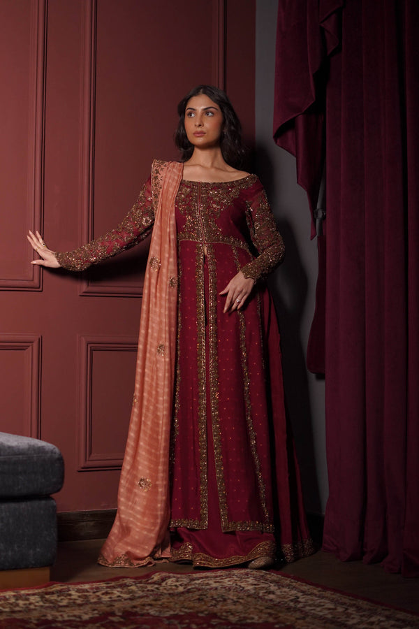 Luxury Edit '25 - ROSE RED KALIDAAR WEDDING FORMAL (NPA3-24454)