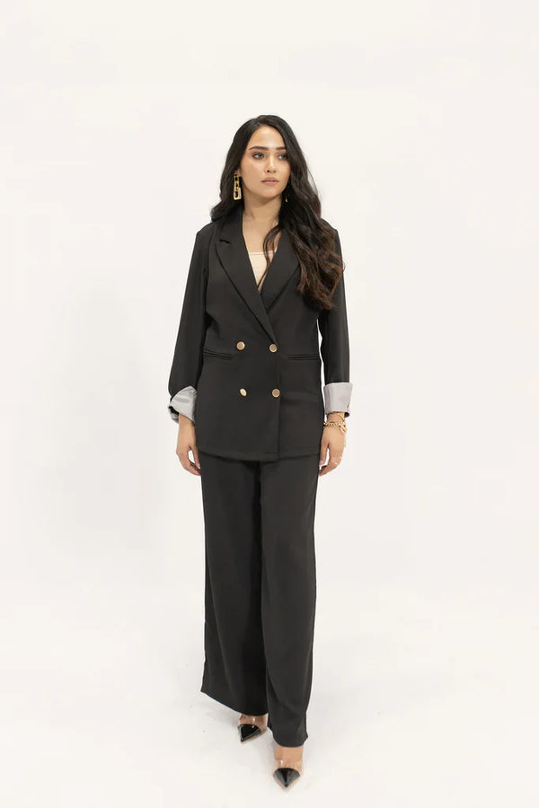 Spring Summer 24 - Aiyla Black Golden Button Double Brested Suit