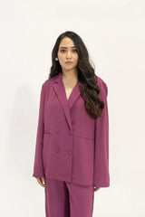 Hassal Spring Summer 24 - Safiya Plum Double Breasted Suit