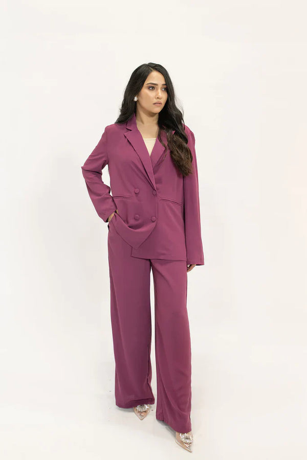 Spring Summer 24 - Safiya Plum Double Breasted Suit