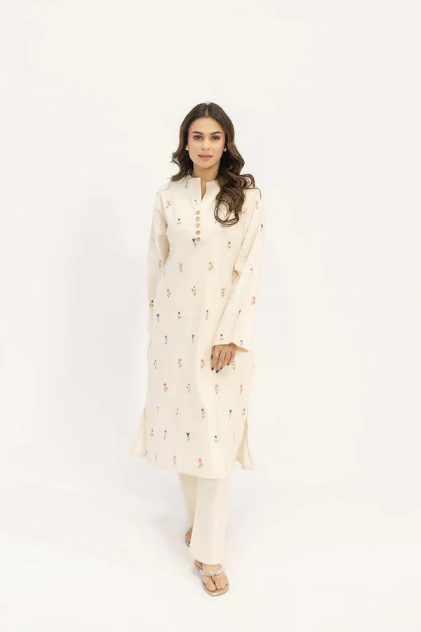 Hassal Spring Summer 24 - Cicek Off White Suit With Floral Embroidery
