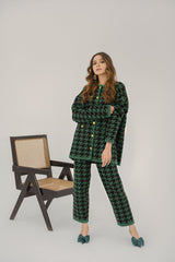 Hassal Autumn Winter '23 -  Defne Oversized Green Houndstooth Suit