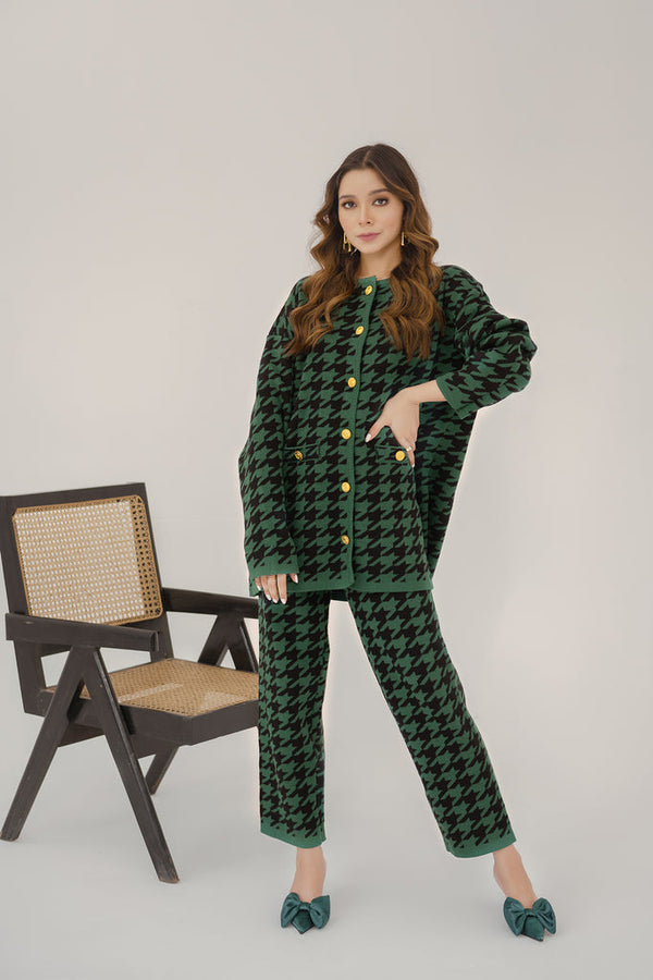 Autumn Winter '23 - Defne Oversized Green Houndstooth Suit