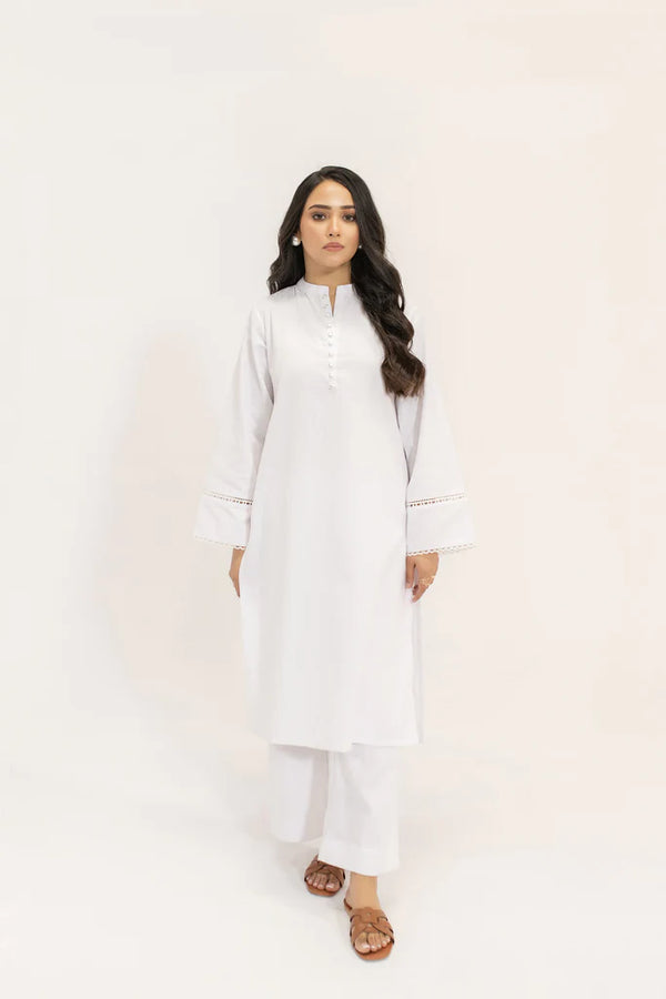 Hassal Spring Summer 24 - Bahar Plain Textured White Suit
