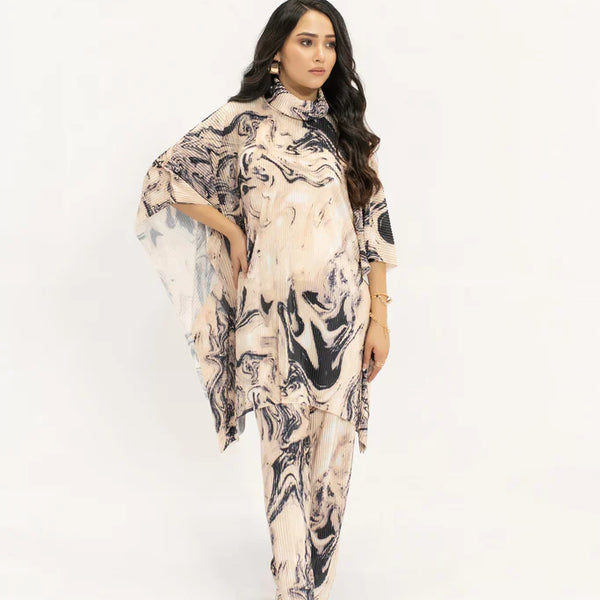 Hassal Spring Summer 24 - Yasmin Blue Marble Poncho Pleated Suit –  Nainpreet - The Collective