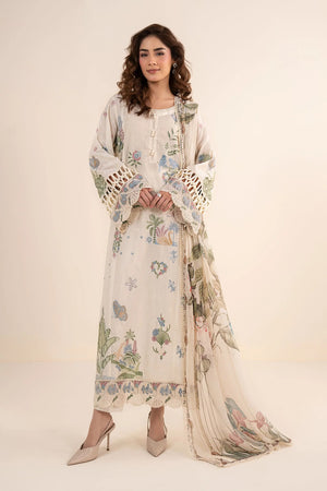 Desi Summer Pie '26 - 3 Piece Embroidered Dobby Lawn Suit | DWA2611-ESM-Off White