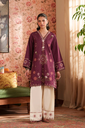 Rozana Summer '26 - EMBROIDERED SUIT - BURGUNDY | E4322/103/415