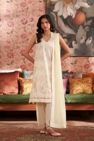 Rozana Summer '26 - EMBROIDERED SUIT - OFF WHITE | E4463/103/002