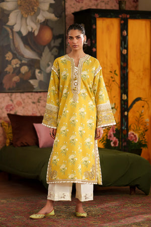 Rozana Summer '26 - EMBROIDERED SUIT - YELLOW | E4494/103/104