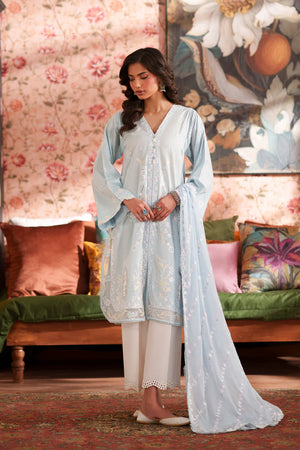 Rozana Summer '26 - EMBROIDERED SUIT - BABY BLUE | E4541/103/633
