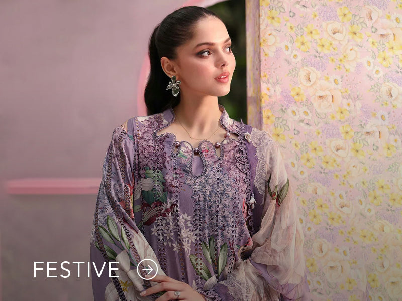 A banner for the festive collection on Nainpreet, featuring embroidered velvet and celebratory accents.