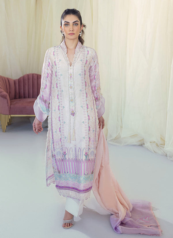 Gaia '23 - Maude Lavender Silk Shirt And Dupatta