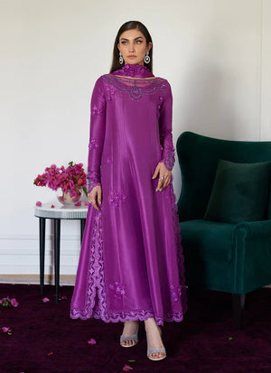 Luna Eid 24 - Tierra Muted Magenta Embroidered Raw Silk Kalidar With Dupatta
