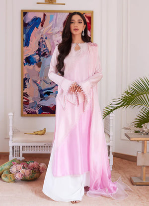 Luna Eid 24 - Arellia Baby Pink Two Toned Rawsilk Shirt With Dupatta