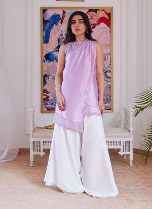 Luna Eid 24 - Suzette Lavender Asymmetrical Raw Silk Shirt