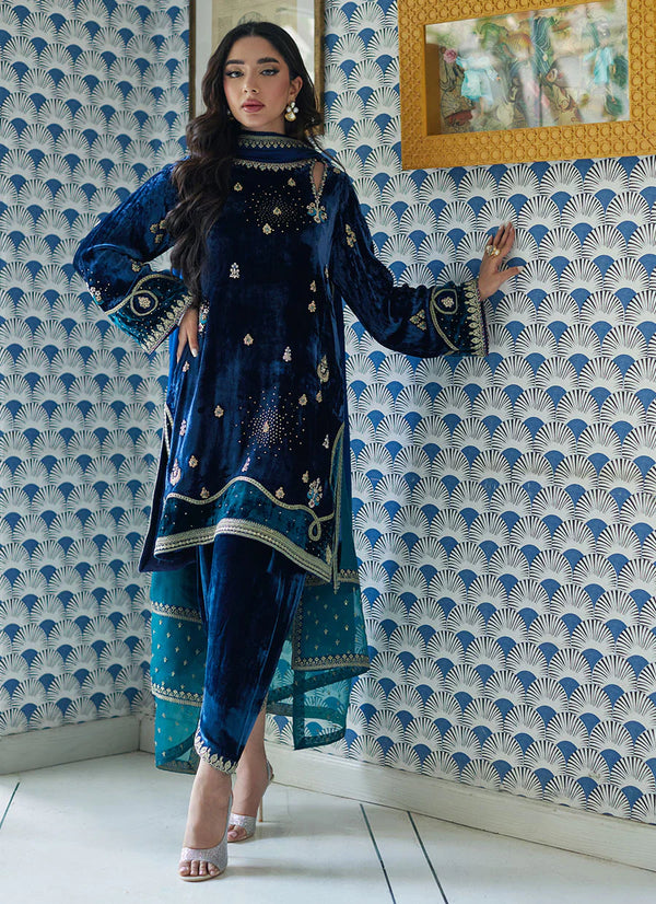 Velvet Revolt 23 - Lujain Navy Shirt And Dupatta