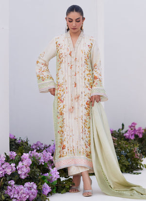 Zaza Prints '24 - Sage Trellis Shirt And Dupatta
