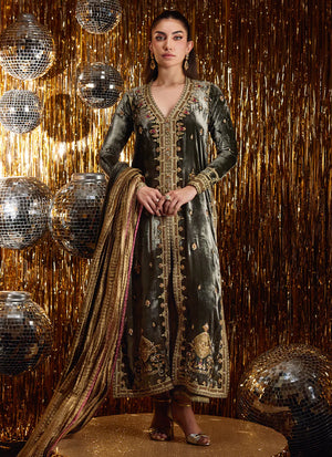 Velvet Fete '25 - Sarina Slate Shirt And Dupatta