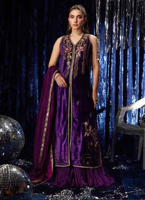 Velvet Fete '25 - Amima Aubergine Shirt And Dupatta