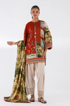 Eid Edit '26 - Stitched Printed Linen Shirt + Dupatta | FW25MHY509AP2D