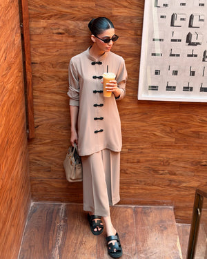 New Arrivals '26 - Taupe Mandarin Buttoned Set (RTS)