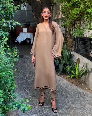 New Arrivals '26 - Taupe Karandi Embroided Fringe Set