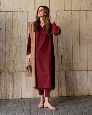 New Arrivals '26 - Bordeaux Karandi Fringe Set