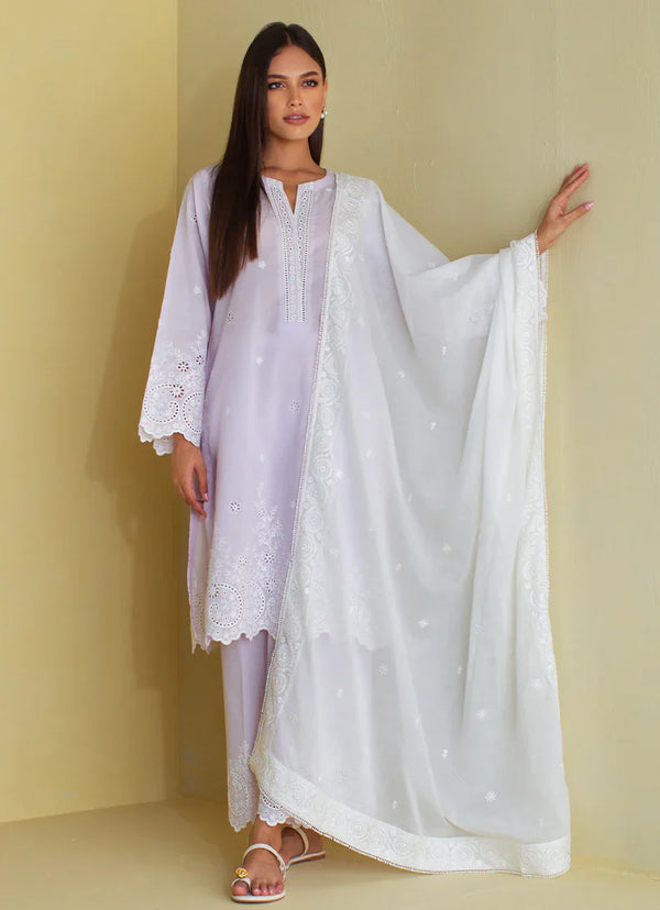 Ready To Wear-Embroidered Dupatta With Lace