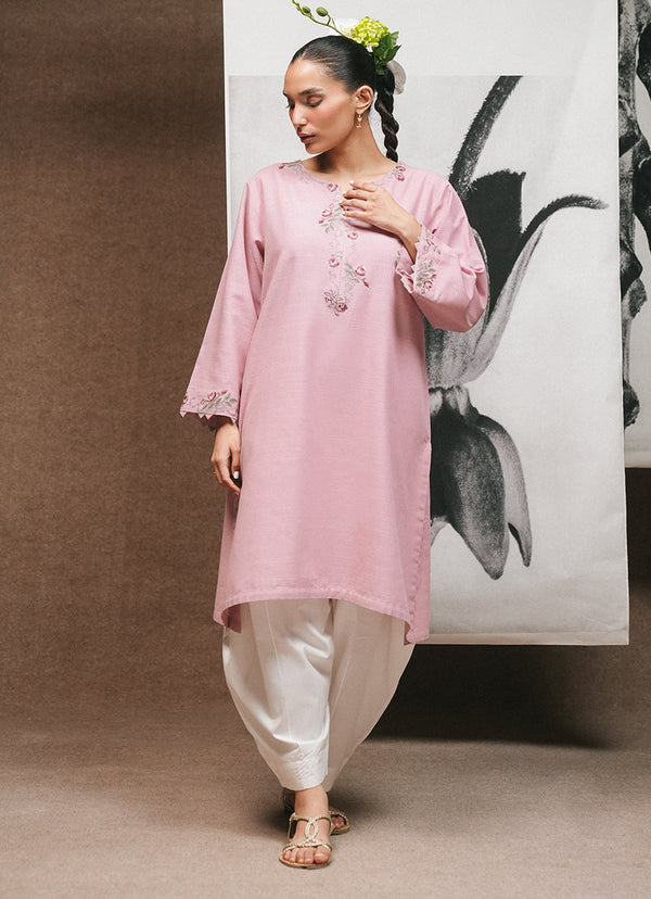 Khaddar Embroidered Kurta - Ikse-213873