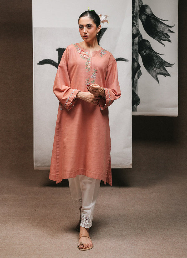 Khaddar Embroidered Kurta - Ikse-213949