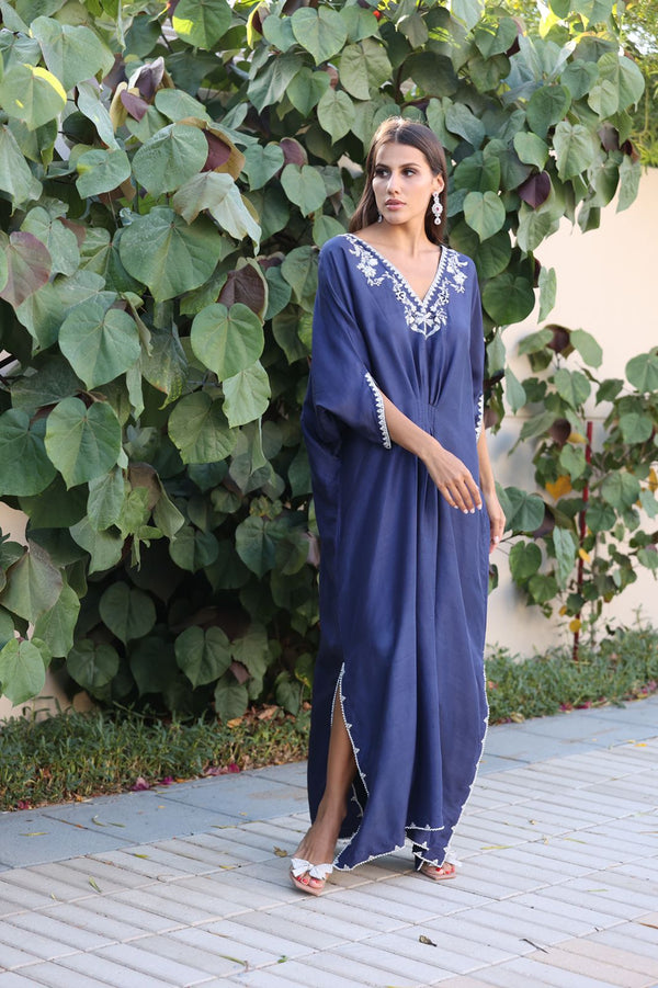 ROYAL BLUE EMBROIDERED KAFTAN (RTS)