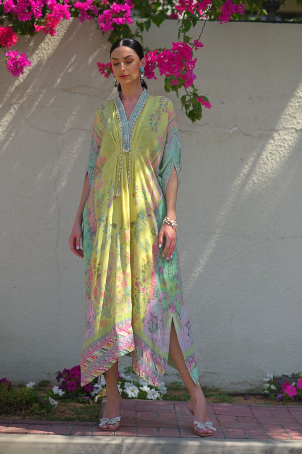 PASTEL KAFTAN IN PURE CREPE SILK (RTS)