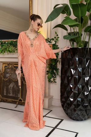 Luxe Pret - Rust Chikankari Kaftan