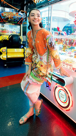 Spring Summer '26 - Stitched Orange Printed  Lawn Shirt + Shalwar