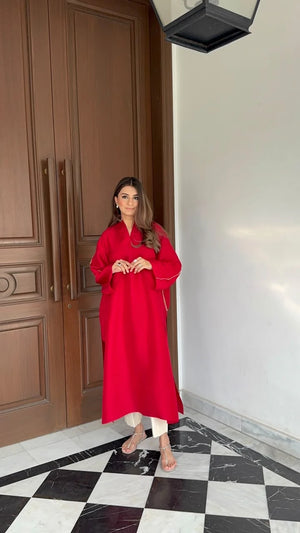 Luxe Edit '26 - The Bare Mardana Kurta In Cherry Red
