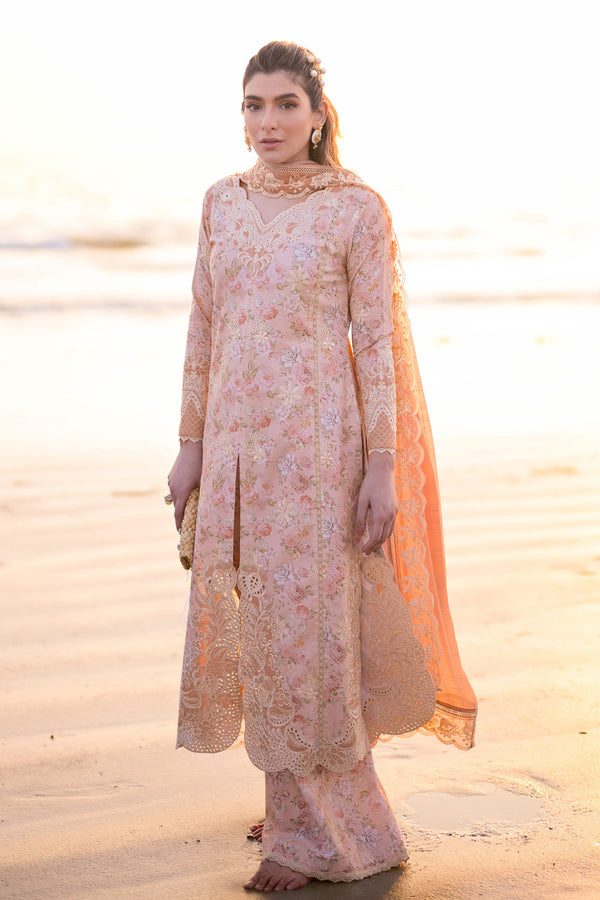 Luxury Lawn Vol 2 '24 - Pastel Floral Peach - Nel-24610 (RTS)