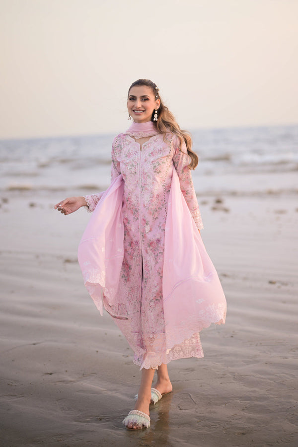 Luxury Lawn Vol 2 '24 - Pastel Floral Pink - Nel-24608