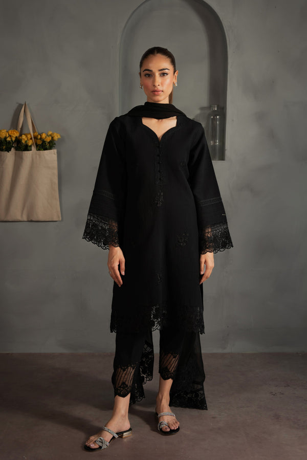 All Black Embroidered 3Pcs (Npa3-24422)