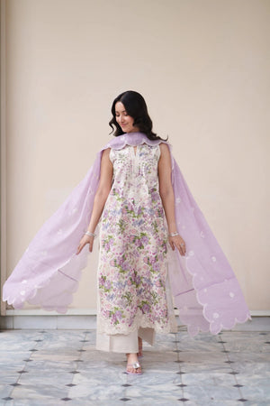 Dream Monsoon Spring '26 - LOVE LILAC LUXURY EMBROIDERED PRINTED 3PCS SET (NEL-26631)