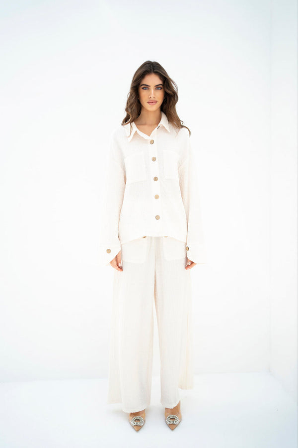 Spring Summer '23 - Kiara Off-White Cheese Cloth Co Ord Set