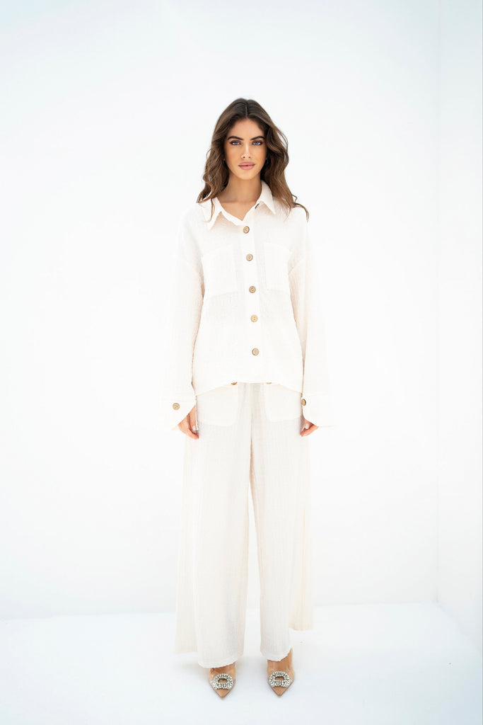 Hassal Spring Summer '23 - Kiara Off-White Cheese Cloth Co Ord Set