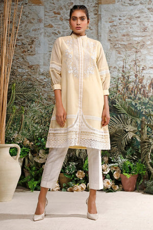 Casual Pret - Khadi Net Front Open Embroidered Shirt