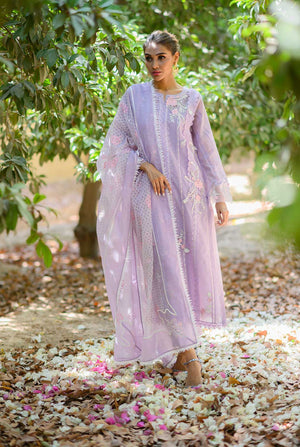 Luxury Pret- Lace Detailed Shirt With Floral Embroidery