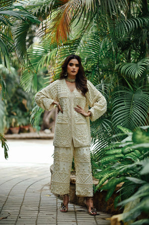 Fasana-e-Yasmin Formals '26 - Ivory Pearl Embellished Jacket and Trouser