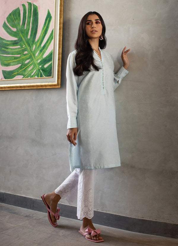 Spring Pret '21 - Pearl Button Kurta - Blue