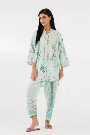 Stitched Printed Linen Shirt+ Shalwar | SS26BSP177P2T