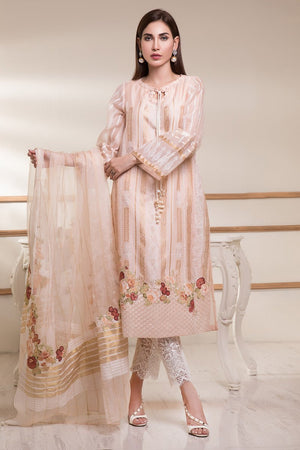 Casual Pret - Striped Organza Block Printed Shirt