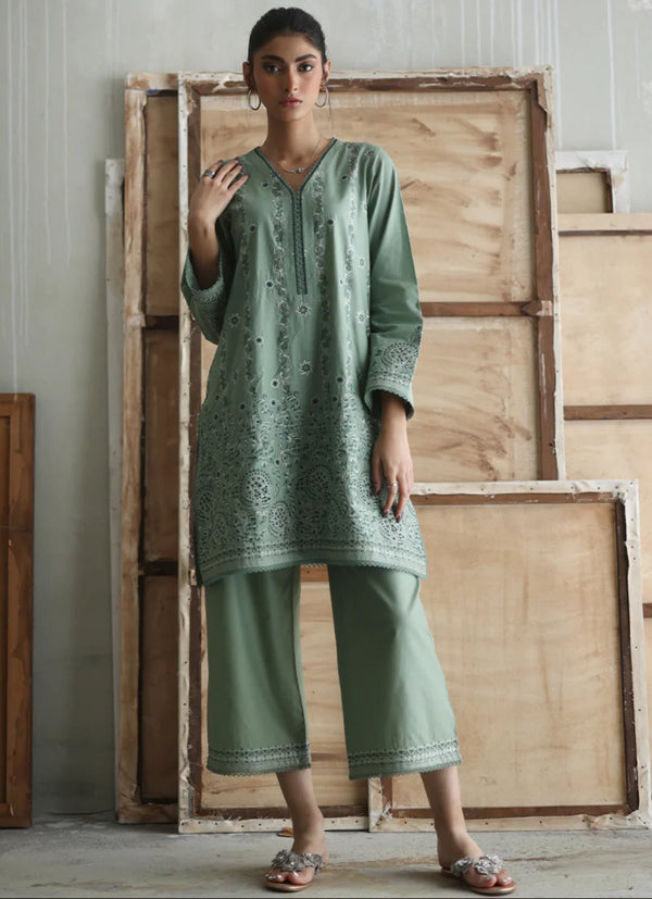 Spring Summer Pret '24 - Green Embroidered Co-Ord Set 19829